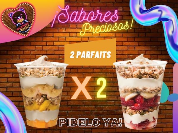 2 PARFAIT 14 ONZ DE YOGURT, GRANOLA Y SYRUP HERSHEYS FRESAS🍓🍒 Y MELOCOTON🍑🍌