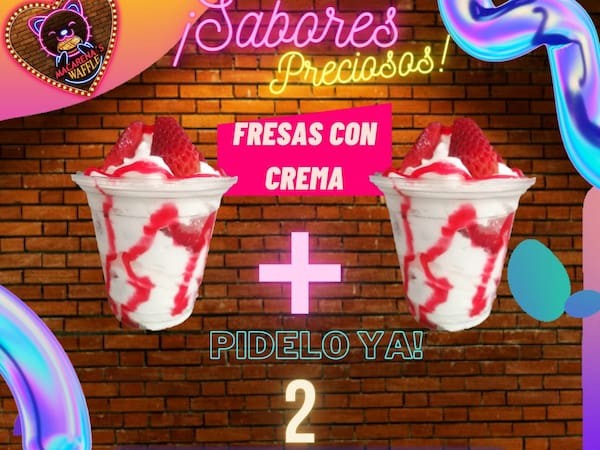 2 VASOS DE FRESAS CON CREMA CHANTILLY DE 14 ONZ